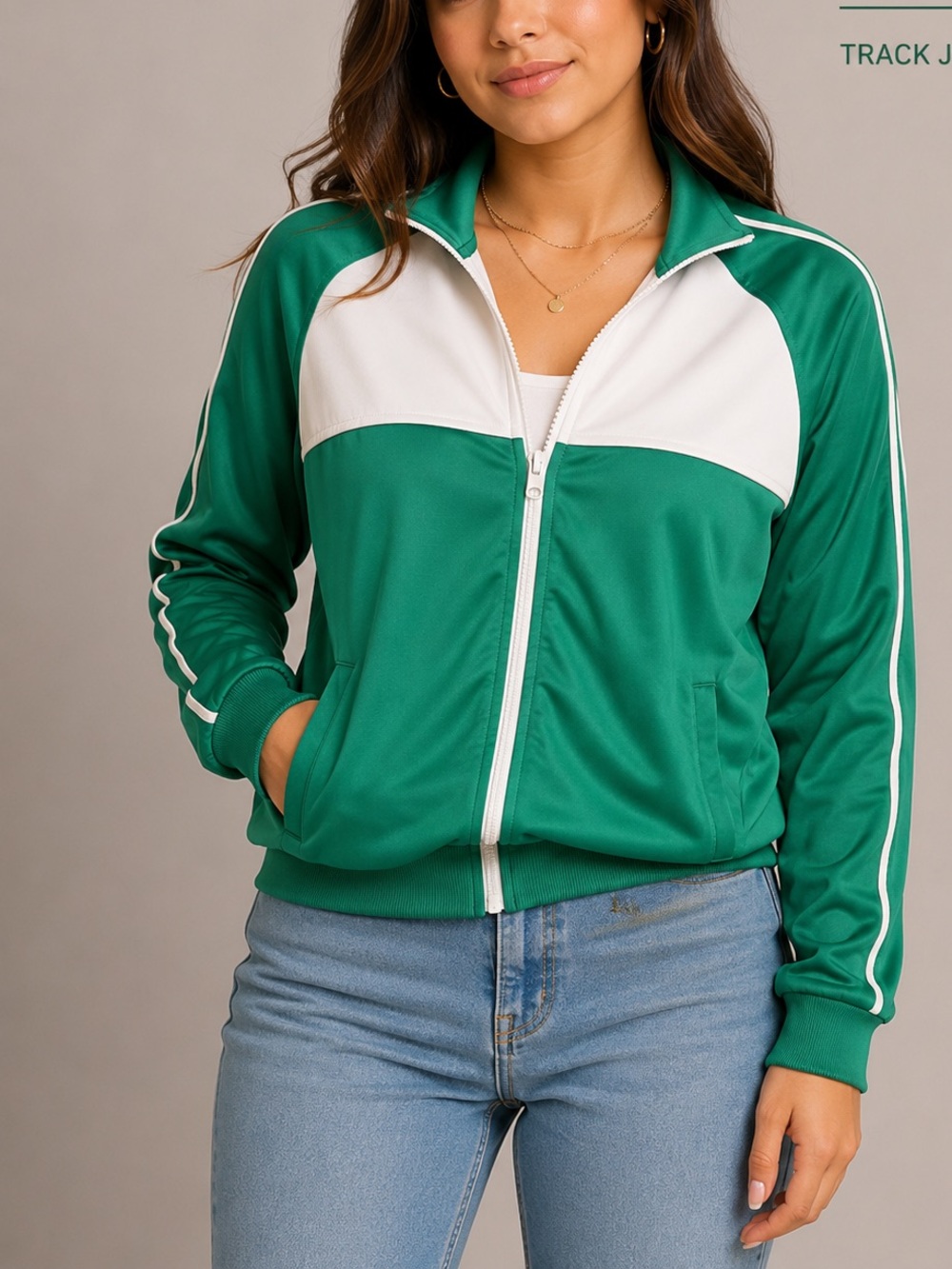 Cat & Jack Green and White Jacket with Orange Logo JUNIORS XL